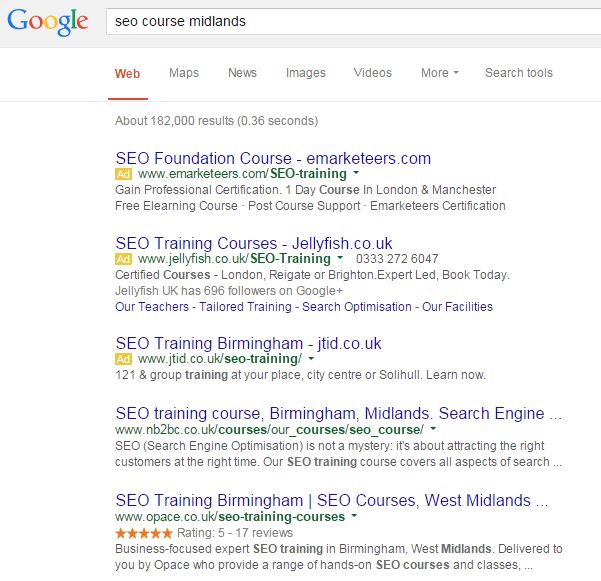 Opace organic starred rating - google introduces starred ratings & reviews from google+ in adwords listings Opace organic starred rating