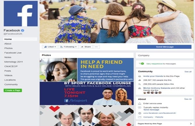 An example of a facebook page - the business case for facebook b2b and b2c social media marketing in 2018 Facebook can be successfully used by many business customers
