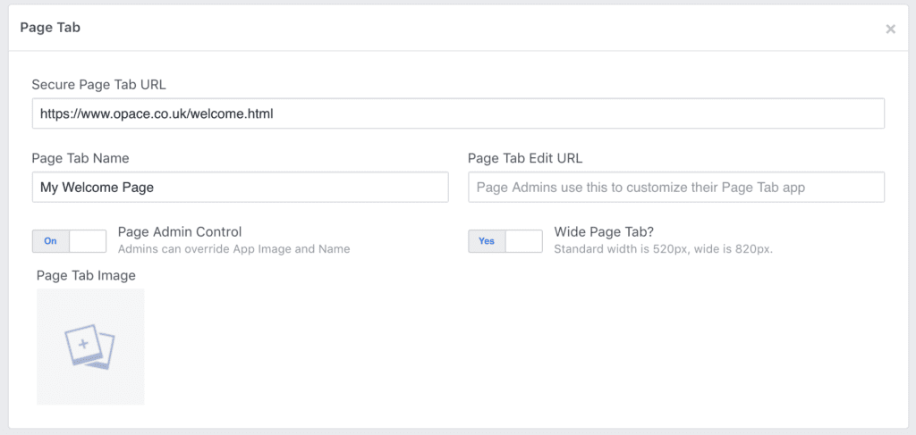 Screen Shot 2018 10 09 at 11.52.18 - How to Install a Custom Tab or Welcome Page on Your Facebook Business Page Secure Page Tab URL