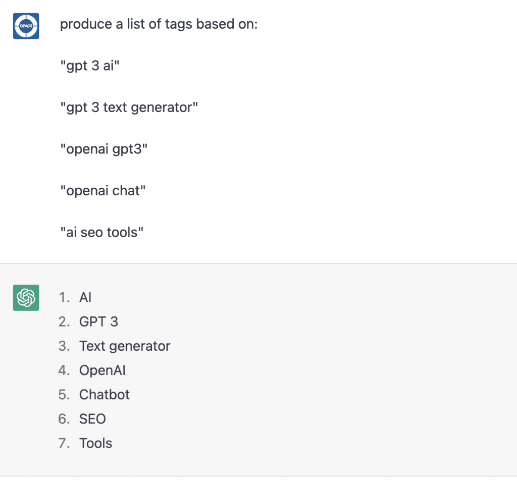 Produce a list of ai-generated tags