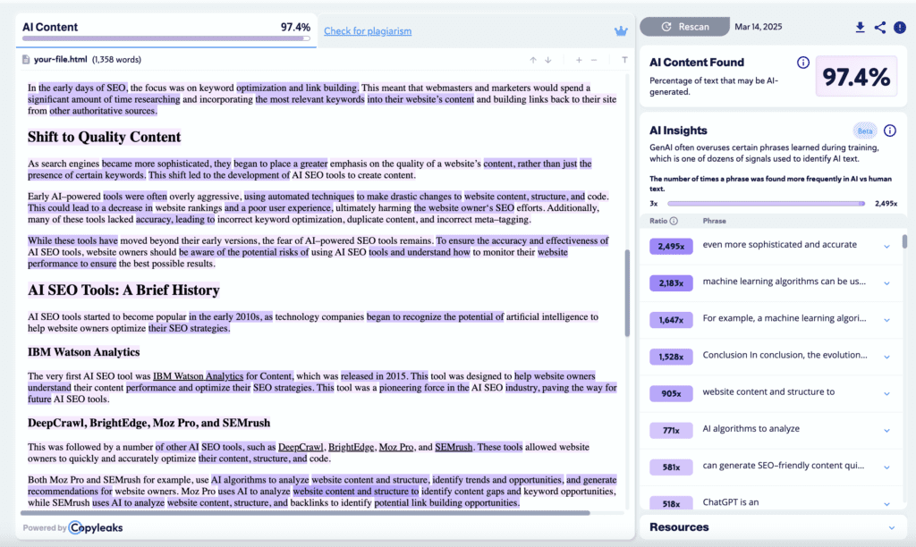 Copyleaks ai detection