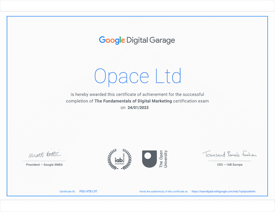Google Digital Garage Certificate Google Digital Garage Certificate