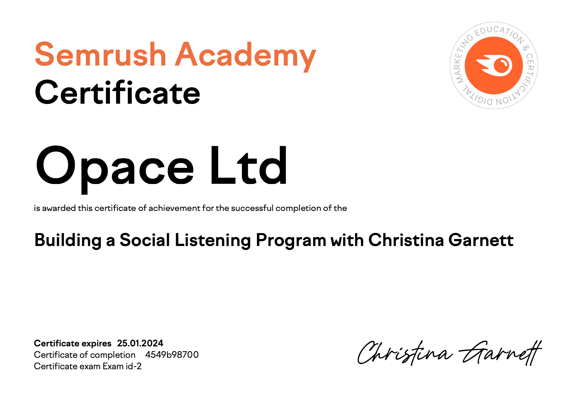 Social Listening Certified with Semrush