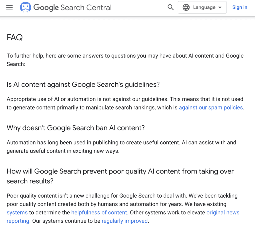 Google's stance on ai generated content Google's stance on ai generated content