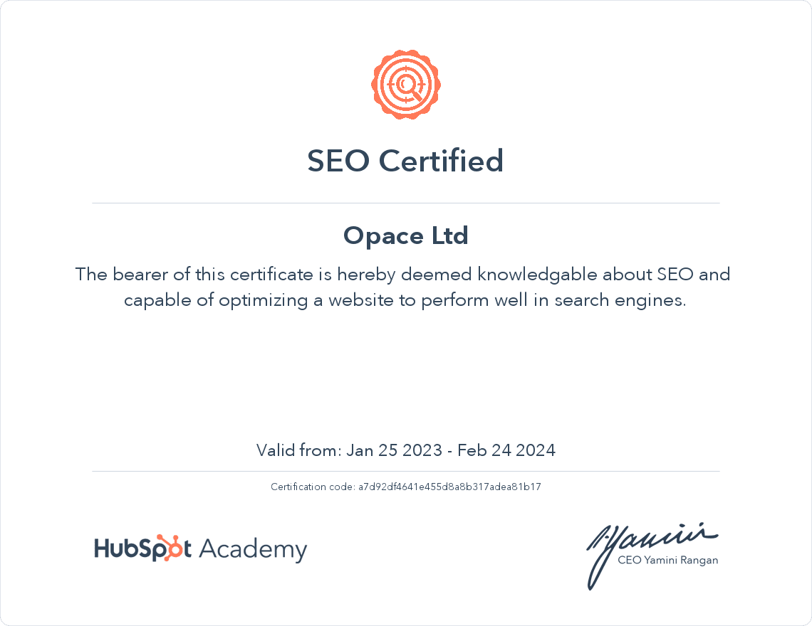 HubSpot SEO Agency Certified HubSpot SEO Agency Certified