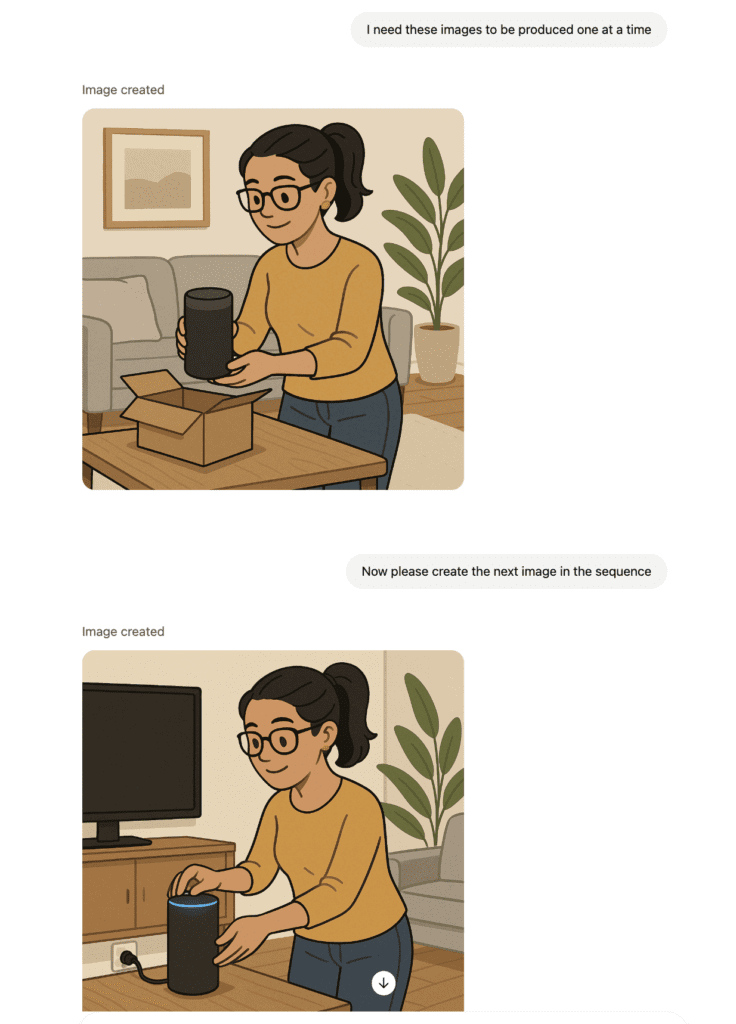 Gpt-4o - sequential image storyboarding example with consecutive prompts Gpt-4o - sequential image storyboarding example with consecutive prompts